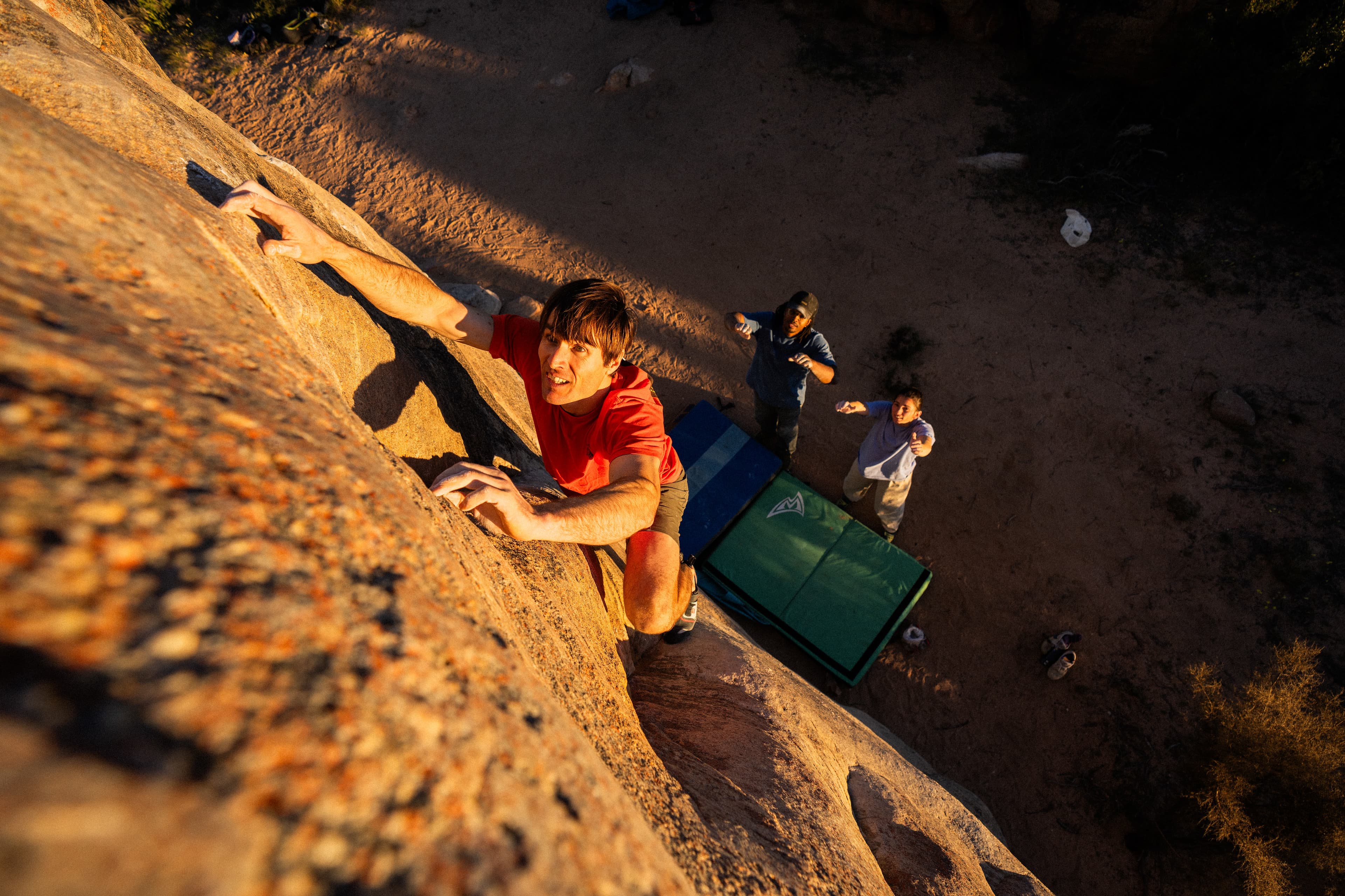 Ethan Pringle climbing slab in Rocklands South Africa